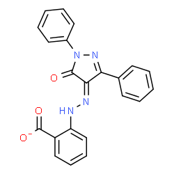 ChemSpider 2D Image | 2-[(2Z)-2-(5-Oxo-1,3-diphenyl-1,5-dihydro-4H-pyrazol-4-ylidene)hydrazino]benzoate | C22H15N4O3