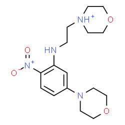 ChemSpider 2D Image | 4-(2-{[5-(4-Morpholinyl)-2-nitrophenyl]amino}ethyl)morpholin-4-ium | C16H25N4O4