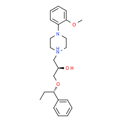 ChemSpider 2D Image | 1-{(2R)-2-Hydroxy-3-[(1S)-1-phenylpropoxy]propyl}-4-(2-methoxyphenyl)piperazin-1-ium | C23H33N2O3