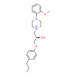 ChemSpider 2D Image | 1-[(2R)-2-Hydroxy-3-(4-propylphenoxy)propyl]-4-(2-methoxyphenyl)piperazin-1-ium | C23H33N2O3