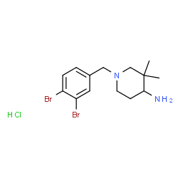 ChemSpider 2D Image | 1-(3,4-Dibromobenzyl)-3,3-dimethyl-4-piperidinamine hydrochloride (1:1) | C14H21Br2ClN2