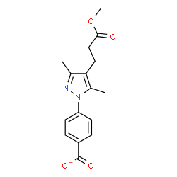 ChemSpider 2D Image | 4-[4-(3-Methoxy-3-oxopropyl)-3,5-dimethyl-1H-pyrazol-1-yl]benzoate | C16H17N2O4