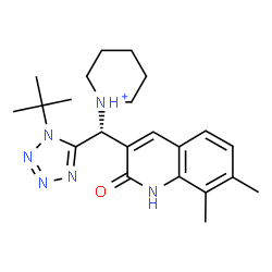 ChemSpider 2D Image | 1-{(S)-(7,8-Dimethyl-2-oxo-1,2-dihydro-3-quinolinyl)[1-(2-methyl-2-propanyl)-1H-tetrazol-5-yl]methyl}piperidinium | C22H31N6O
