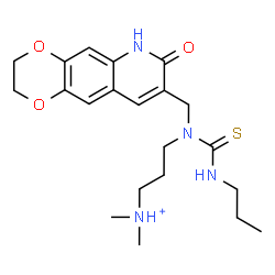 ChemSpider 2D Image | N,N-Dimethyl-3-{[(7-oxo-2,3,6,7-tetrahydro[1,4]dioxino[2,3-g]quinolin-8-yl)methyl](propylcarbamothioyl)amino}-1-propanaminium | C21H31N4O3S