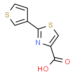 ChemSpider 2D Image | 2-thien-3-yl-1,3-thiazole-4-carboxylic acid | C8H5NO2S2