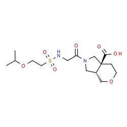 ChemSpider 2D Image | (3aS,7aS)-2-{N-[(2-Isopropoxyethyl)sulfonyl]glycyl}hexahydropyrano[3,4-c]pyrrole-7a(1H)-carboxylic acid | C15H26N2O7S