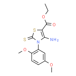 ChemSpider 2D Image | Ethyl 4-amino-3-(2,5-dimethoxyphenyl)-2,3-dihydro-2-thioxo-5-thiazolecarboxylate | C14H16N2O4S2