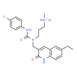 ChemSpider 2D Image | 3-{[(6-Ethyl-2-oxo-1,2-dihydro-3-quinolinyl)methyl][(4-fluorophenyl)carbamoyl]amino}-N,N-dimethyl-1-propanaminium | C24H30FN4O2