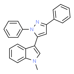 ChemSpider 2D Image | Indole, 1-methyl-3-(1,3-diphenyl-5-pyrazolyl)- | C24H19N3