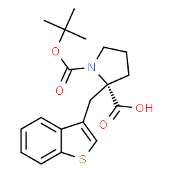 ChemSpider 2D Image | 2-(1-Benzothiophen-3-ylmethyl)-1-{[(2-methyl-2-propanyl)oxy]carbonyl}-D-proline | C19H23NO4S