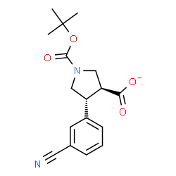 ChemSpider 2D Image | (3S,4R)-4-(3-Cyanophenyl)-1-{[(2-methyl-2-propanyl)oxy]carbonyl}-3-pyrrolidinecarboxylate | C17H19N2O4