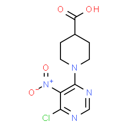 ChemSpider 2D Image | 1-(6-Chloro-5-nitro-4-pyrimidinyl)-4-piperidinecarboxylic acid | C10H11ClN4O4