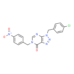 ChemSpider 2D Image | 3-(4-Chlorobenzyl)-6-(4-nitrobenzyl)-3,6-dihydro-7H-[1,2,3]triazolo[4,5-d]pyrimidin-7-one | C18H13ClN6O3