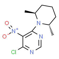 ChemSpider 2D Image | 4-Chloro-6-[(2S,6S)-2,6-dimethyl-1-piperidinyl]-5-nitropyrimidine | C11H15ClN4O2