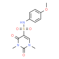 ChemSpider 2D Image | N-(4-Methoxyphenyl)-1,3-dimethyl-2,4-dioxo-1,2,3,4-tetrahydro-5-pyrimidinesulfonamide | C13H15N3O5S