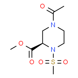 ChemSpider 2D Image | Methyl (2R)-4-acetyl-1-(methylsulfonyl)-2-piperazinecarboxylate | C9H16N2O5S