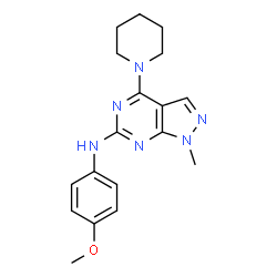 ChemSpider 2D Image | N-(4-methoxyphenyl)-1-methyl-4-(piperidin-1-yl)pyrazolo[3,4-d]pyrimidin-6-amine | C18H22N6O