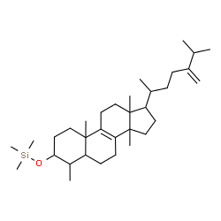 ChemSpider 2D Image | 4,14-Dimethyl-3-[(trimethylsilyl)oxy]ergosta-8,24(28)-diene | C33H58OSi