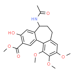 ChemSpider 2D Image | Methyl 5-acetamido-3-hydroxy-9,10,11-trimethoxy-6,7-dihydro-5H-dibenzo[a,c][7]annulene-2-carboxylate | C22H25NO7