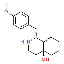 ChemSpider 2D Image | (1R,4aS,8aS)-4a-Hydroxy-1-(4-methoxybenzyl)decahydroisoquinolinium | C17H26NO2