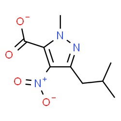 ChemSpider 2D Image | 3-Isobutyl-1-methyl-4-nitro-1H-pyrazole-5-carboxylate | C9H12N3O4