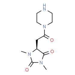 ChemSpider 2D Image | (5S)-1,3-Dimethyl-5-[2-oxo-2-(1-piperazinyl)ethyl]-2,4-imidazolidinedione | C11H18N4O3