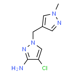 ChemSpider 2D Image | 4-chloro-1-[(1-methylpyrazol-4-yl)methyl]pyrazol-3-amine | C8H10ClN5