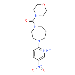 ChemSpider 2D Image | 2-[4-(4-Morpholinylcarbonyl)-1,4-diazepan-1-yl]-5-nitropyridinium | C15H22N5O4