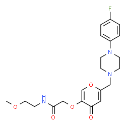 ChemSpider 2D Image | 2-[(6-{[4-(4-Fluorophenyl)-1-piperazinyl]methyl}-4-oxo-4H-pyran-3-yl)oxy]-N-(2-methoxyethyl)acetamide | C21H26FN3O5
