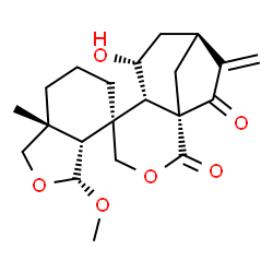 ChemSpider 2D Image | (1'S,3aR,4R,6'S,7'R,7aR,9'S)-7'-Hydroxy-3-methoxy-7a-methyl-10'-methylenehexahydro-1H,11'H-spiro[2-benzofuran-4,5'-[3]oxatricyclo[7.2.1.0~1,6~]dodecane]-2',11'-dione | C21H28O6