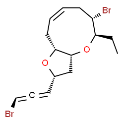ChemSpider 2D Image | (2R,3aR,5R,6S,8Z,10aR)-6-Bromo-2-[(1R)-3-bromopropadienyl]-5-ethyl-2,3,3a,5,6,7,10,10a-octahydrofuro[3,2-b]oxonine | C15H20Br2O2