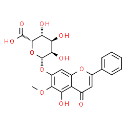 ChemSpider 2D Image | 5-Hydroxy-6-methoxy-4-oxo-2-phenyl-4H-chromen-7-yl beta-D-gulopyranosiduronic acid | C22H20O11