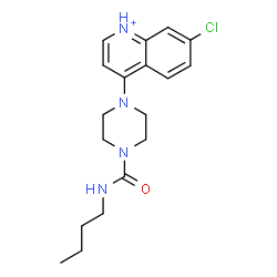 ChemSpider 2D Image | 4-[4-(Butylcarbamoyl)-1-piperazinyl]-7-chloroquinolinium | C18H24ClN4O