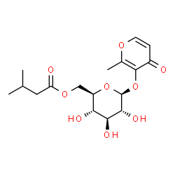 ChemSpider 2D Image | 2-methyl-4-oxo-4H-pyran-3-yl 6-O-(3-methylbutanoyl)-beta-glucopyranoside | C17H24O9