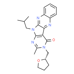 ChemSpider 2D Image | 11-Isobutyl-2-methyl-3-[(2S)-tetrahydro-2-furanylmethyl]-3,11-dihydro-4H-pyrimido[5',4':4,5]pyrrolo[2,3-b]quinoxalin-4-one | C22H25N5O2