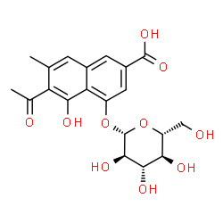ChemSpider 2D Image | 6-Acetyl-4-(beta-D-glucopyranosyloxy)-5-hydroxy-7-methyl-2-naphthoic acid | C20H22O10