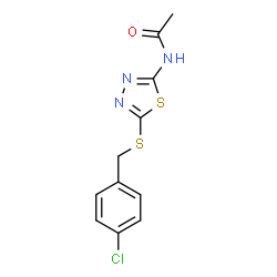 ChemSpider 2D Image | N-{5-[(4-Chlorobenzyl)sulfanyl]-1,3,4-thiadiazol-2-yl}acetamide | C11H10ClN3OS2