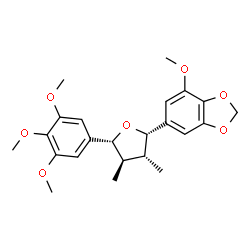 ChemSpider 2D Image | 6-[(2S,3R,4R,5R)-3,4-Dimethyl-5-(3,4,5-trimethoxyphenyl)tetrahydro-2-furanyl]-4-methoxy-1,3-benzodioxole | C23H28O7