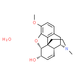 ChemSpider 2D Image | (5alpha,6alpha,9alpha)-3-Methoxy-17-methyl-7,8-didehydro-4,5-epoxymorphinan-6-ol hydrate (1:1) | C18H23NO4