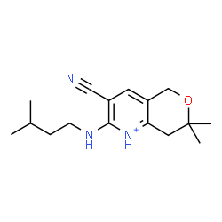 ChemSpider 2D Image | 3-Cyano-7,7-dimethyl-2-[(3-methylbutyl)amino]-7,8-dihydro-5H-pyrano[4,3-b]pyridin-1-ium | C16H24N3O