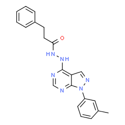 ChemSpider 2D Image | N'-[1-(3-Methylphenyl)-1H-pyrazolo[3,4-d]pyrimidin-4-yl]-3-phenylpropanehydrazide | C21H20N6O