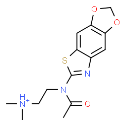 ChemSpider 2D Image | 2-[Acetyl([1,3]dioxolo[4,5-f][1,3]benzothiazol-6-yl)amino]-N,N-dimethylethanaminium | C14H18N3O3S