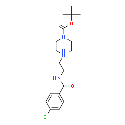 ChemSpider 2D Image | 1-{2-[(4-Chlorobenzoyl)amino]ethyl}-4-{[(2-methyl-2-propanyl)oxy]carbonyl}piperazin-1-ium | C18H27ClN3O3
