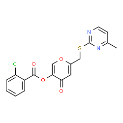 ChemSpider 2D Image | 6-{[(4-Methyl-2-pyrimidinyl)sulfanyl]methyl}-4-oxo-4H-pyran-3-yl 2-chlorobenzoate | C18H13ClN2O4S