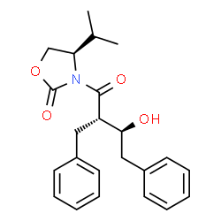 ChemSpider 2D Image | (4R)-3-[(2S,3S)-2-Benzyl-3-hydroxy-4-phenylbutanoyl]-4-isopropyl-1,3-oxazolidin-2-one | C23H27NO4