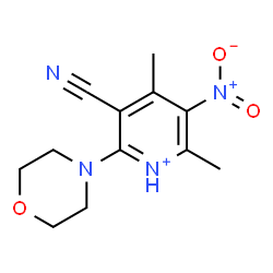 ChemSpider 2D Image | 3-Cyano-4,6-dimethyl-2-(4-morpholinyl)-5-nitropyridinium | C12H15N4O3