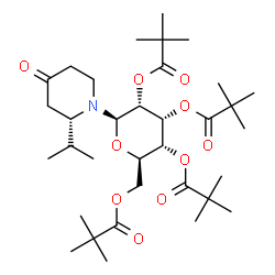 ChemSpider 2D Image | (2S)-2-Isopropyl-1-[2,3,4,6-tetrakis-O-(2,2-dimethylpropanoyl)-beta-D-allopyranosyl]-4-piperidinone | C34H57NO10