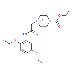 ChemSpider 2D Image | 1-{2-[(2,5-Diethoxyphenyl)amino]-2-oxoethyl}-4-(ethoxycarbonyl)piperazin-1-ium | C19H30N3O5