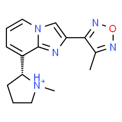 ChemSpider 2D Image | (2R)-1-Methyl-2-[2-(4-methyl-1,2,5-oxadiazol-3-yl)imidazo[1,2-a]pyridin-8-yl]pyrrolidinium | C15H18N5O