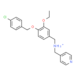 ChemSpider 2D Image | {4-[(4-Chlorobenzyl)oxy]-3-ethoxyphenyl}-N-(4-pyridinylmethyl)methanaminium | C22H24ClN2O2